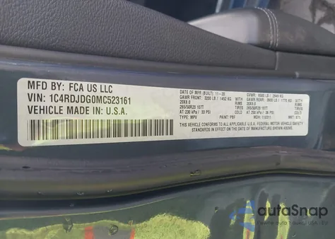 2021 Dodge Durango Gt Plus Awd from USA, damaged, VIN 1C4RDJDG0MC523161